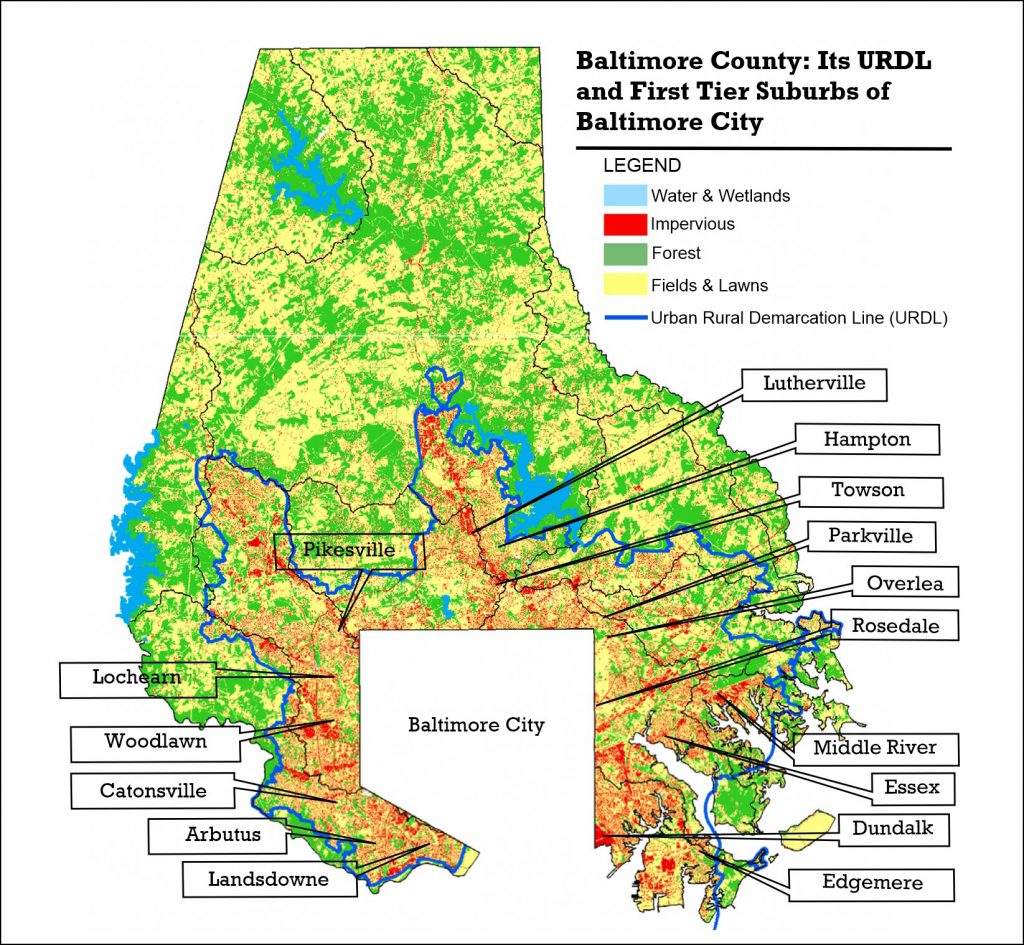 Map of Baltimore County & 1st-tier Suburbs